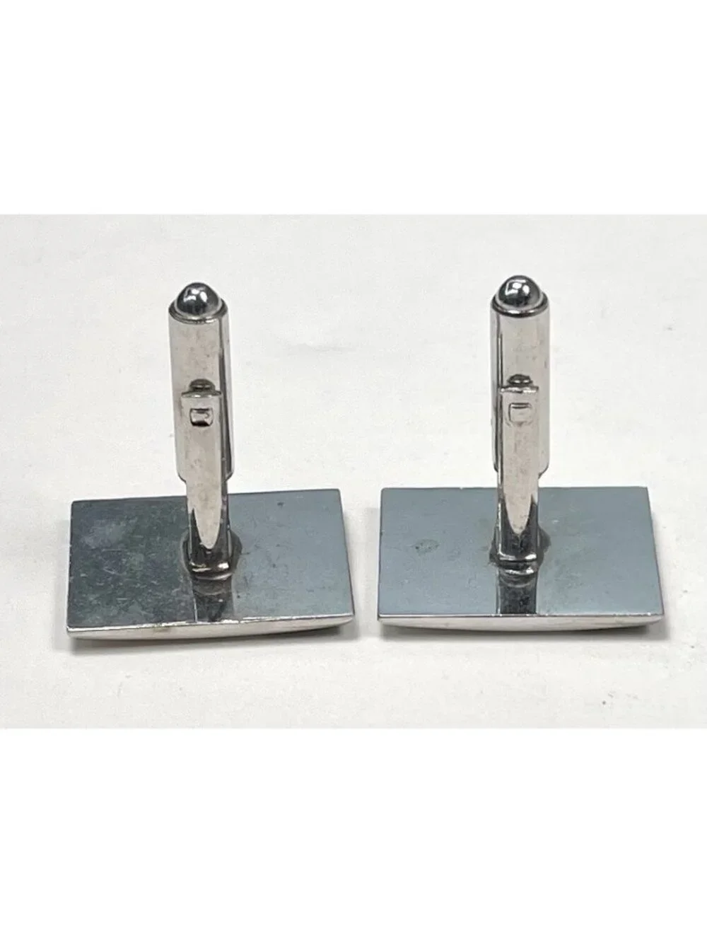 VTG MCM Set 2 Silvertone Rectangular Royal Imperial Triple Crown CUFFLINKS EUC